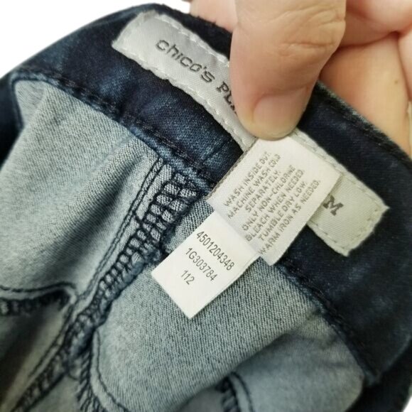 Chicos Platinum Denim Womens Stretch Jeans Cropped 3‎ L Dark Wash Basic Capsule - Picture 5 of 11